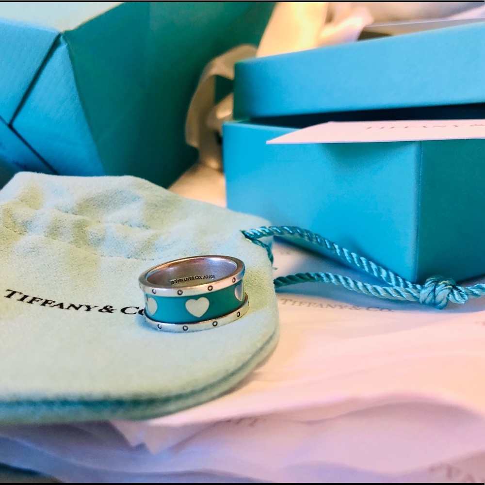 Return to Tiffany Love Heart Ring - Blue Enamel